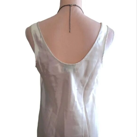 VTG 80s White Satin Floral Lace Rosette Mini Lingerie Slip Dress Small - Picture 16 of 17